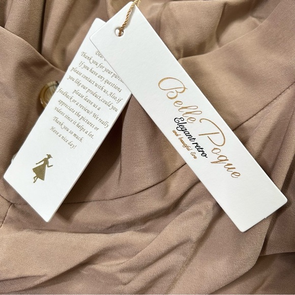 NWT Belle Poque Tan Midi Skirt Vintage Pinup Inspired Rockabilly Safari Size 2X - Picture 6 of 10